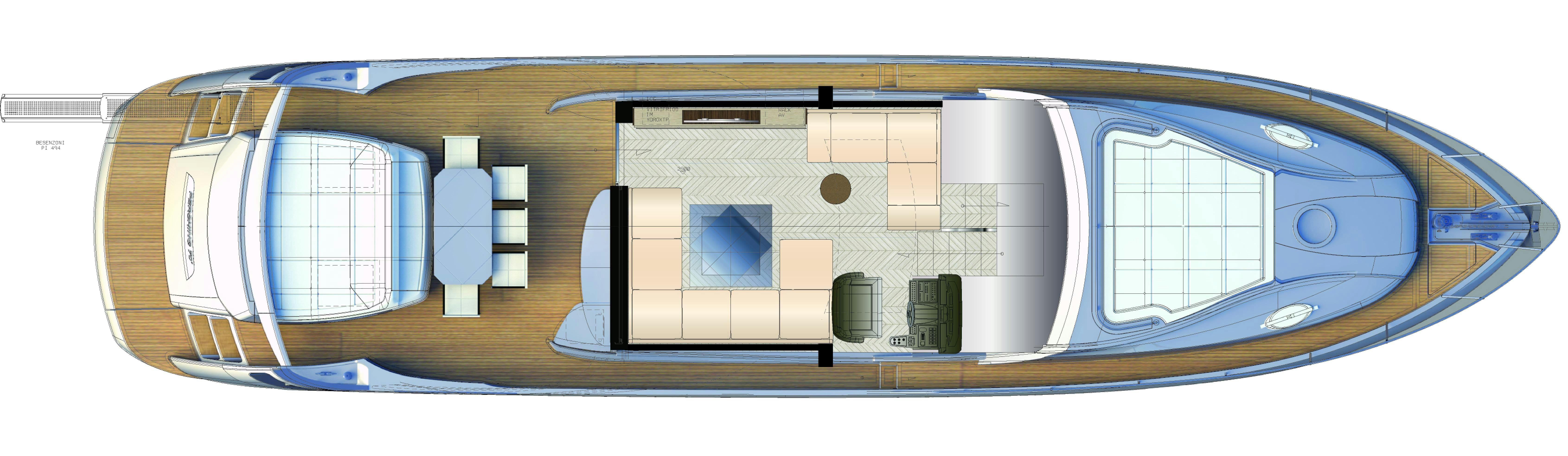 Manufacturer Provided Image: Pershing 70 Upper Deck Layout Plan
